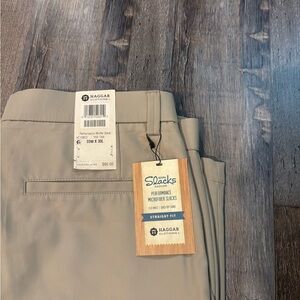 Haggar Men's Beige Microfiber Dress Pants 33x30